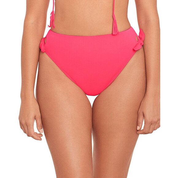 Skinnydippers Bikini Bottom High Rise Tie Sides Chili Red Pink L - Picture 1 of 6